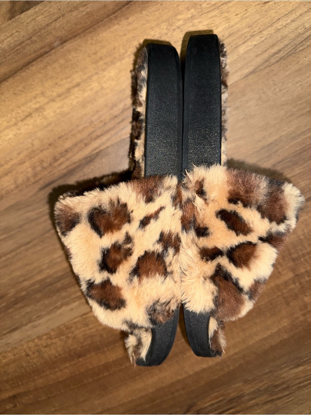 Steve Madden Leopard Print Faux Fur Slide Sandals - Brown Tan Black - Picture 3 of 10